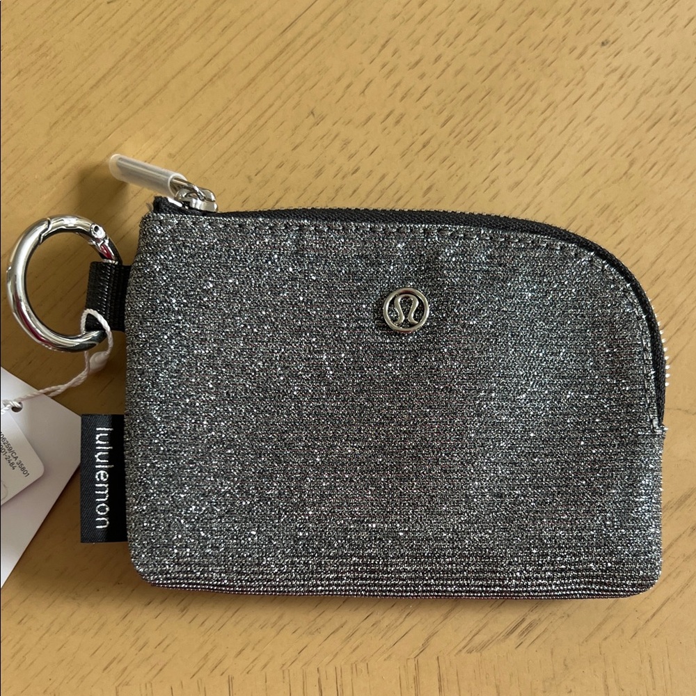 NWT! Lululemon Athletica Silver Sparkle Card & Key Pouch